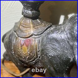 Antique Vintage Spelter Elephant Lamp Ronson Aronson Era Art Deco Figural accent