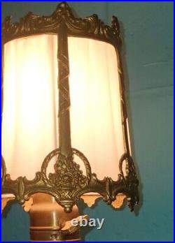 Antique Vintage Table Lamp Art Deco Style Cast Metal Painted Gold Pretty Light