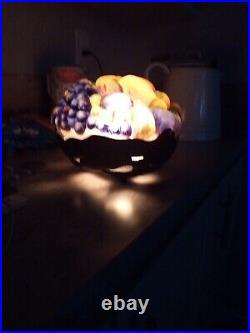 Antique Vintage Tiffin Glass Puffy Fruit Bowl Lamp Works