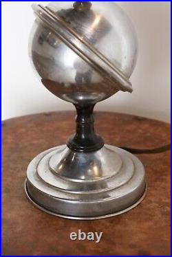Antique Vtg 1930s Art Deco Space Planet Chrome Airstream Table Lamp Light Old