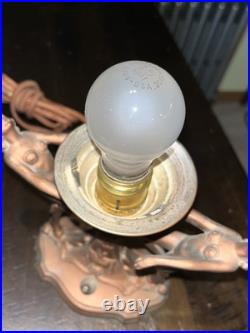 Antique Vtg Art Deco Frankart Ladies Crackle Green Globe Table Lamp