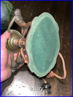 Antique Vtg Art Deco Frankart Ladies Crackle Green Globe Table Lamp