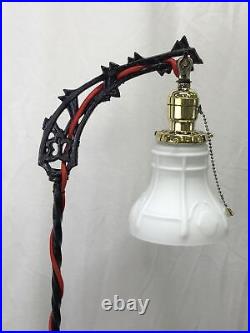 Antique Vtg Art Deco Victorian Bridge Floor Lamp Industrial Steampunk Black, Red