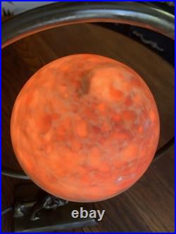 Antique Vtg Art Nouveau Art Deco Nude Lady Dancing Lamp With Glass Globe 14.5T