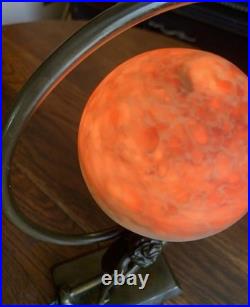 Antique Vtg Art Nouveau Art Deco Nude Lady Dancing Lamp With Glass Globe 14.5T