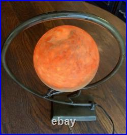 Antique Vtg Art Nouveau Art Deco Nude Lady Dancing Lamp With Glass Globe 14.5T
