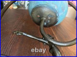 Antique Vtg Art Nouveau Art Deco Nude Lady Dancing Lamp With Glass Globe 14.5T