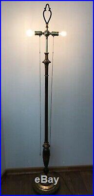 Antique Vtg Arts & Crafts Floor Lamp Painted Turned Wood Spindle Victorian Deco