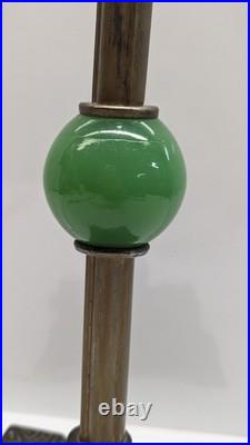 Antique Vtg Jadeite Ball Glass Table Lamp Art Deco Nouveau 1920s Brass