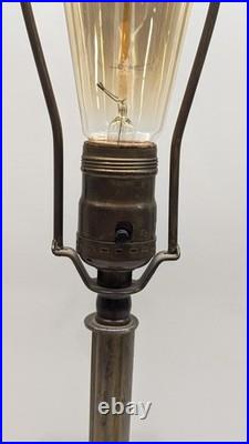 Antique Vtg Jadeite Ball Glass Table Lamp Art Deco Nouveau 1920s Brass