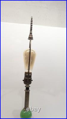 Antique Vtg Jadeite Ball Glass Table Lamp Art Deco Nouveau 1920s Brass