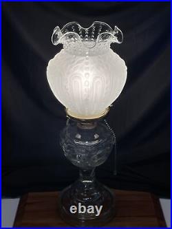 Antique Vtg Victorian Art Deco Electrified Glass Oil Lamp Farmhouse Chic Boho