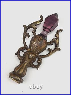 Antique Vtg Victorian Art Deco Lamp Finial Faceted Amethyst Cut Glass LARGE 4.5 Antique Vtg Victorian Art Deco Lamp Finial Faceted Amethyst Cut Glass LARGE 4.5