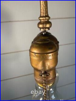 Antique W. Stone Gilded 20's Deco Victorian Iron Floor Lamp Dual Sockets 65