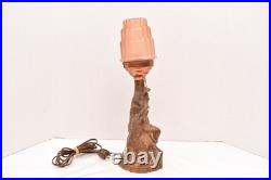 Antique Woman Nude Figural Table Lamp Art Deco 16 Light Sky Scraper Shade VTG