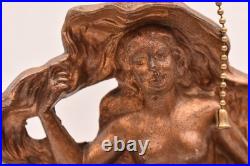 Antique Woman Nude Figural Table Lamp Art Deco 16 Light Sky Scraper Shade VTG