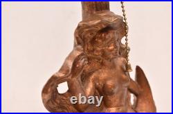 Antique Woman Nude Figural Table Lamp Art Deco 16 Light Sky Scraper Shade VTG