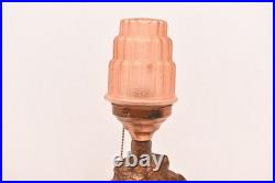 Antique Woman Nude Figural Table Lamp Art Deco 16 Light Sky Scraper Shade VTG