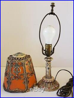 Antique Working 1920's Art Deco Nouveau Painted Cast Metal Boudoir Table Lamp