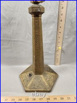 Antique Yellow Brass Obelisk Art Deco Style Lamp No Cord Untested Resto Project