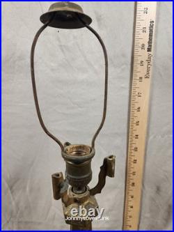 Antique Yellow Brass Obelisk Art Deco Style Lamp No Cord Untested Resto Project