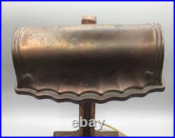 Antique art deco RICHLITE 397 desk bankers lamp skyscraper base, clamshell shade