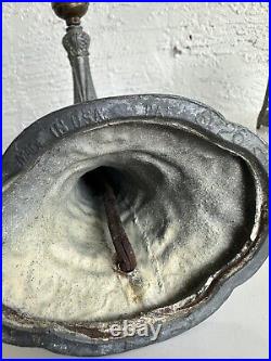 Antique art nouveau deco pewter Boudoir table lamp pair with shades clip on