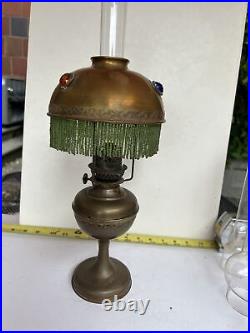 Antique brass beaded jeweled lamp shade small ornate trim #32 french