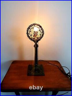 Antique c. 1920 Art Deco Signed Miller Lamp with Pancake Shade