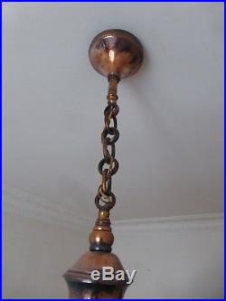 Antique french chandelier lamp EZAN PETITOT art deco nouveau shades opalescent