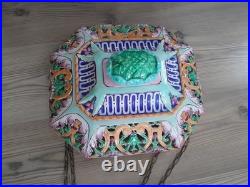 Antique openwork ceramic hanging chandelier lamp Art Deco Italy Italy