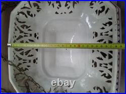 Antique openwork ceramic hanging chandelier lamp Art Deco Italy Italy