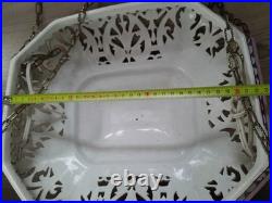 Antique openwork ceramic hanging chandelier lamp Art Deco Italy Italy