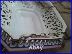 Antique openwork ceramic hanging chandelier lamp Art Deco Italy Italy