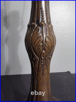 Antiques, Art Deco Fleur de Lis Table, Bronze Lamp Base with Patina