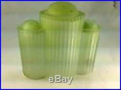 Art Deco 1920's Three Green Tower all Heavy Glass Accent Lamp/Radio Lamp