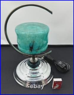 Art Deco 1930's Australian Working Chrome Plated C Lamp With Rare Colour Shade