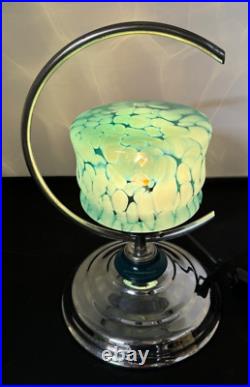 Art Deco 1930's Australian Working Chrome Plated C Lamp With Rare Colour Shade