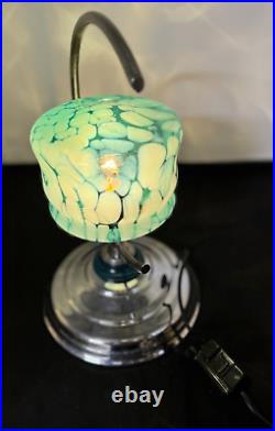 Art Deco 1930's Australian Working Chrome Plated C Lamp With Rare Colour Shade