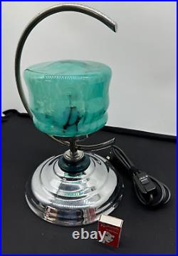 Art Deco 1930's Australian Working Chrome Plated C Lamp With Rare Colour Shade