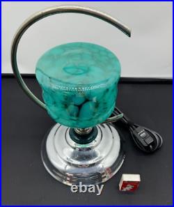 Art Deco 1930's Australian Working Chrome Plated C Lamp With Rare Colour Shade