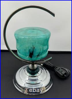 Art Deco 1930's Australian Working Chrome Plated C Lamp With Rare Colour Shade