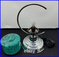 Art Deco 1930's Australian Working Chrome Plated C Lamp With Rare Colour Shade