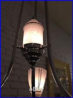 Art Deco 1930's Chandelier Hanging Lamp Chrome