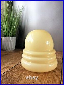 Art Deco 1930s Yellow Stepped Beehive Glass Lamp Light Shade Vintage Retro Odeon