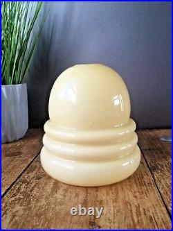 Art Deco 1930s Yellow Stepped Beehive Glass Lamp Light Shade Vintage Retro Odeon