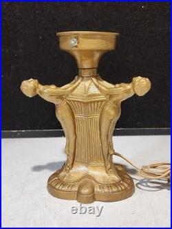 Art Deco 3 FLAPPER LADIES Cast Spelter Metal Lamp NO SHADE