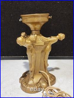 Art Deco 3 FLAPPER LADIES Cast Spelter Metal Lamp NO SHADE