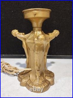 Art Deco 3 FLAPPER LADIES Cast Spelter Metal Lamp NO SHADE