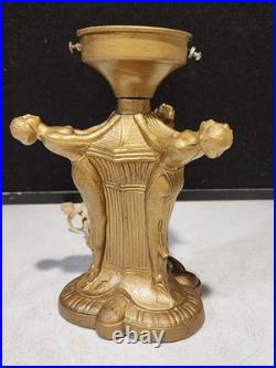 Art Deco 3 FLAPPER LADIES Cast Spelter Metal Lamp NO SHADE